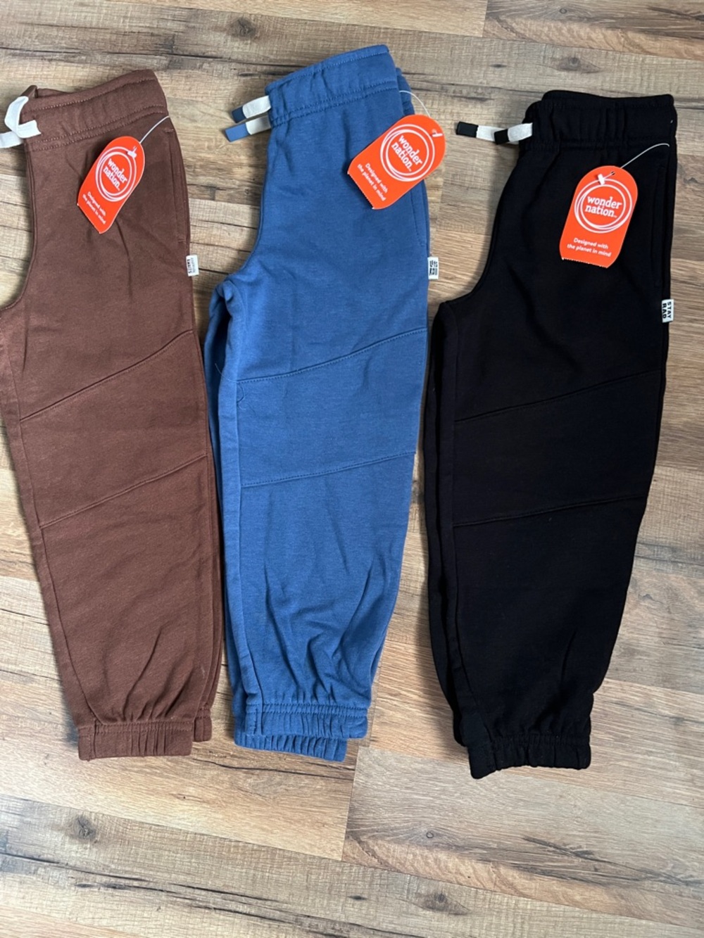 New wonder nation knit boy’s drawstring joggers sweat pants fleece 3Pc set sz 5